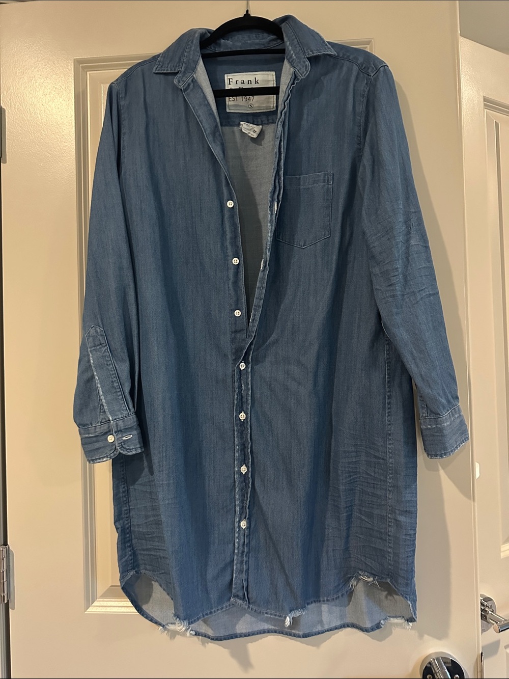 Frank and Eileen Denim-Style Long Sleeve Shirtdress  - Blue